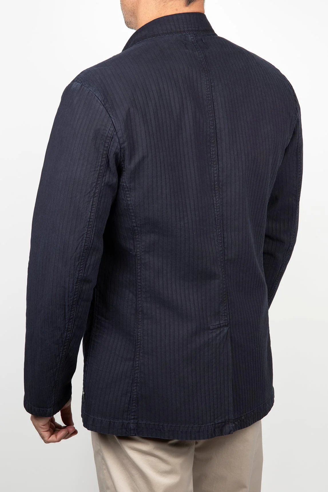 Navy blue textured striped blazer - Image 2