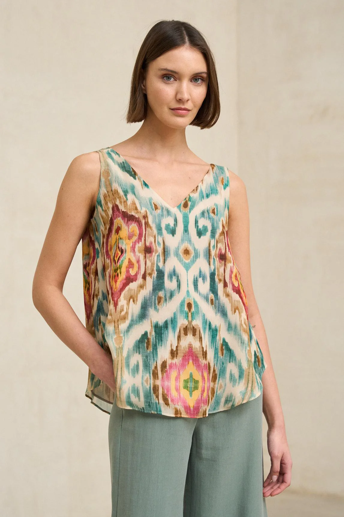 Zafira Ikat Print Blouse