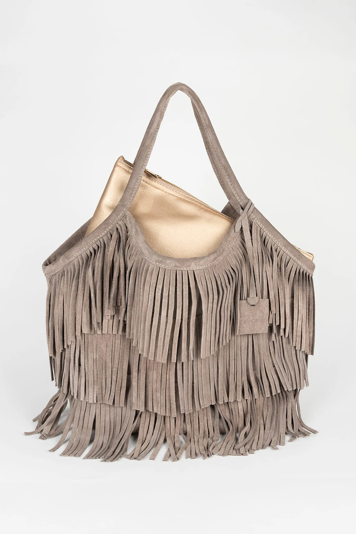Taupe Ganache bag with fringe - Image 3