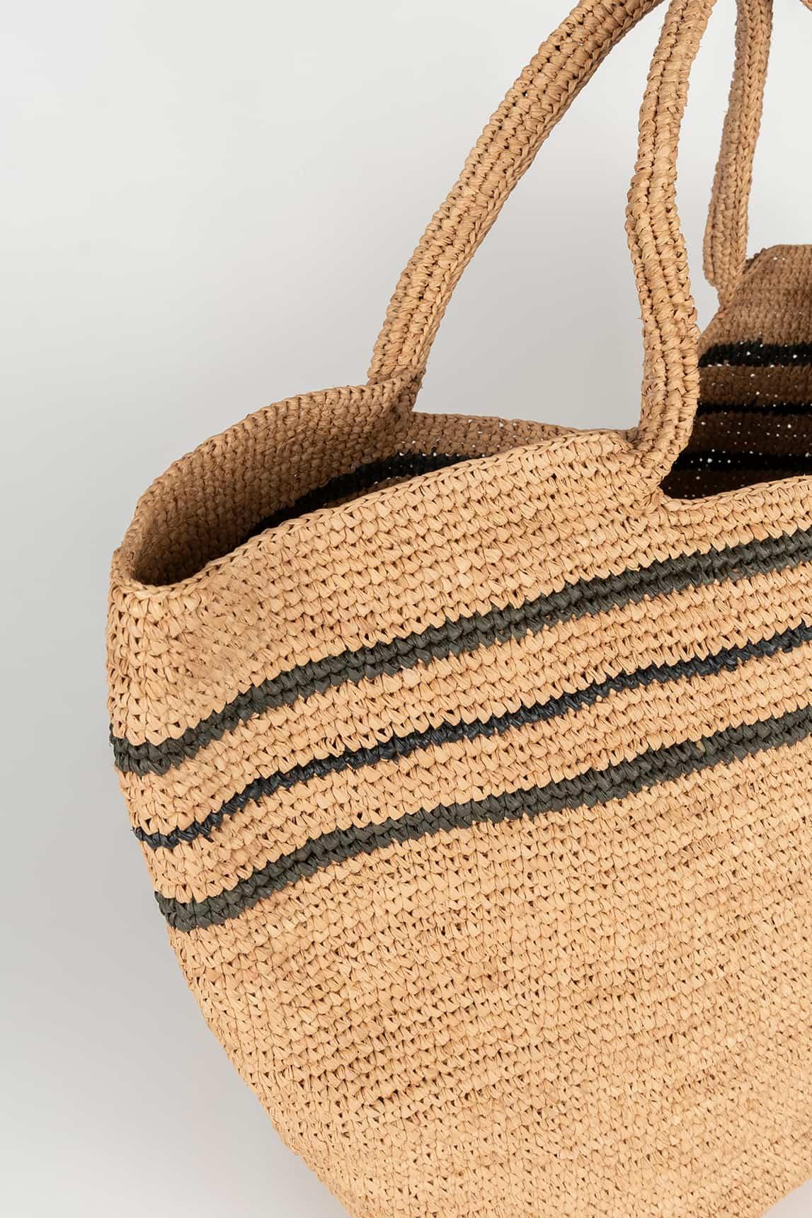 Tárika raffia bag with striped detail - Image 2