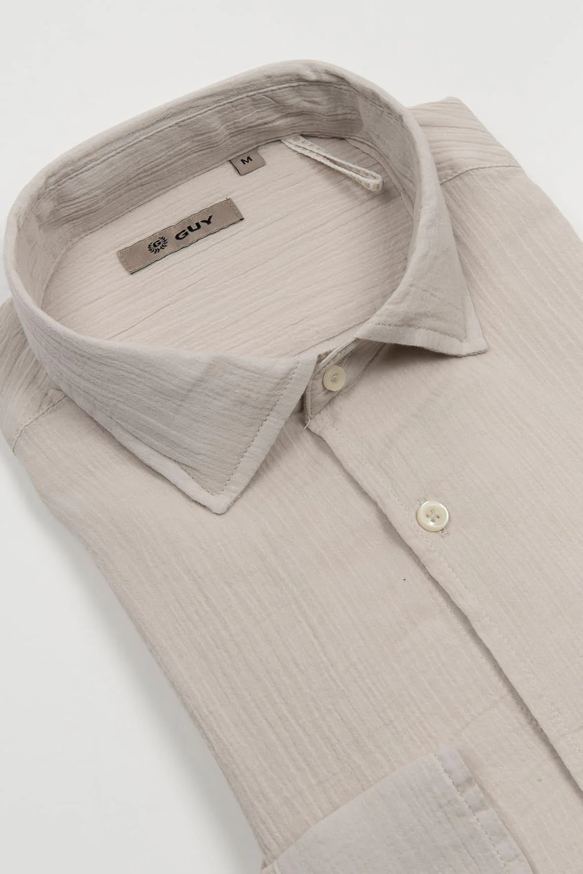 GUY stone-colored light cotton shirt - Image 2
