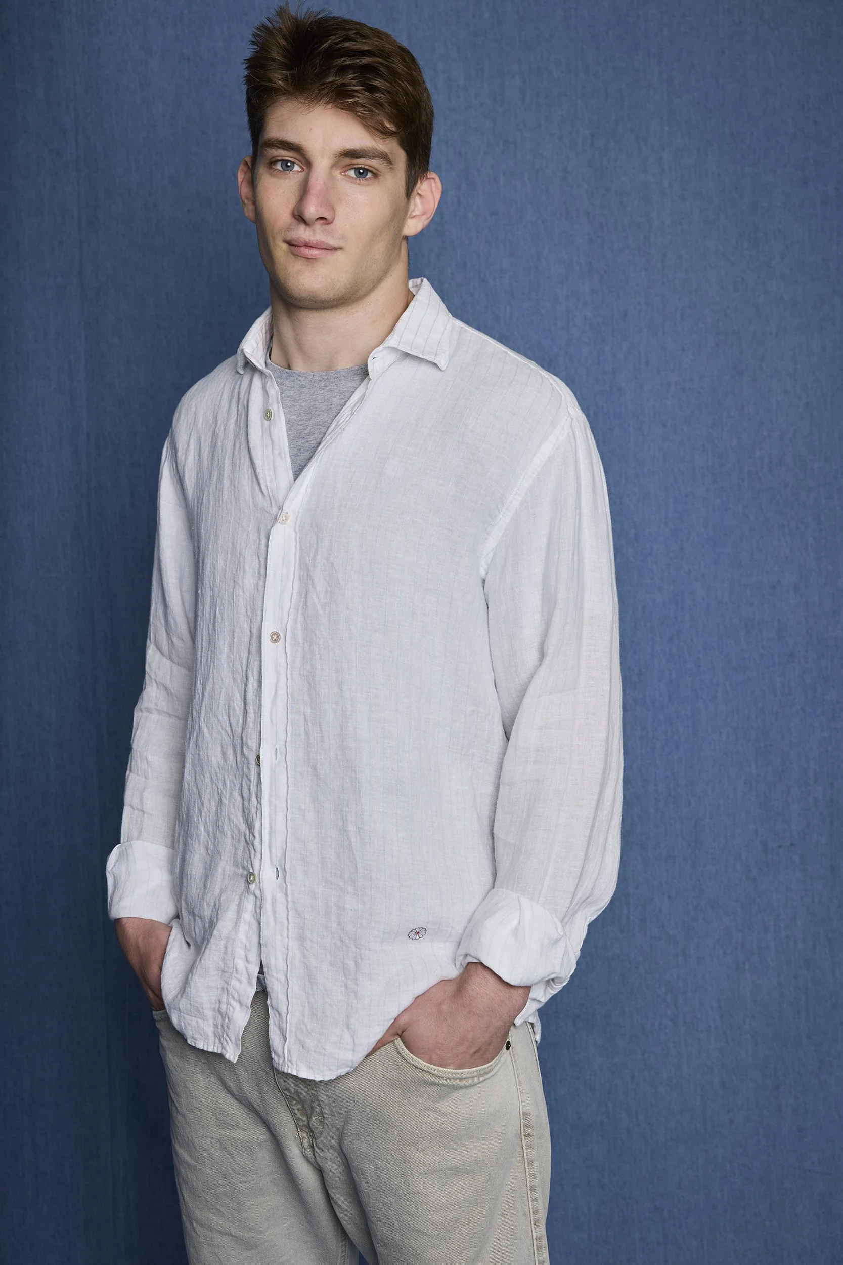 Koike white shirt with blue stripe - Image 3