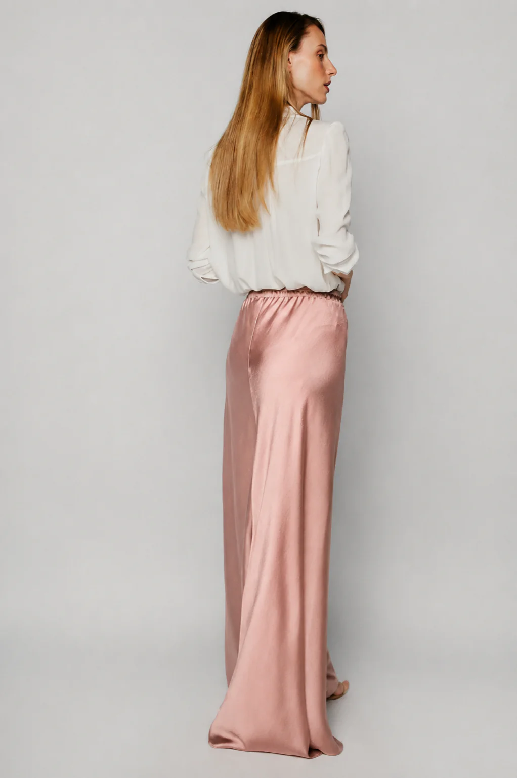 Uriah Dusty Pink Satin Skirt - Image 5