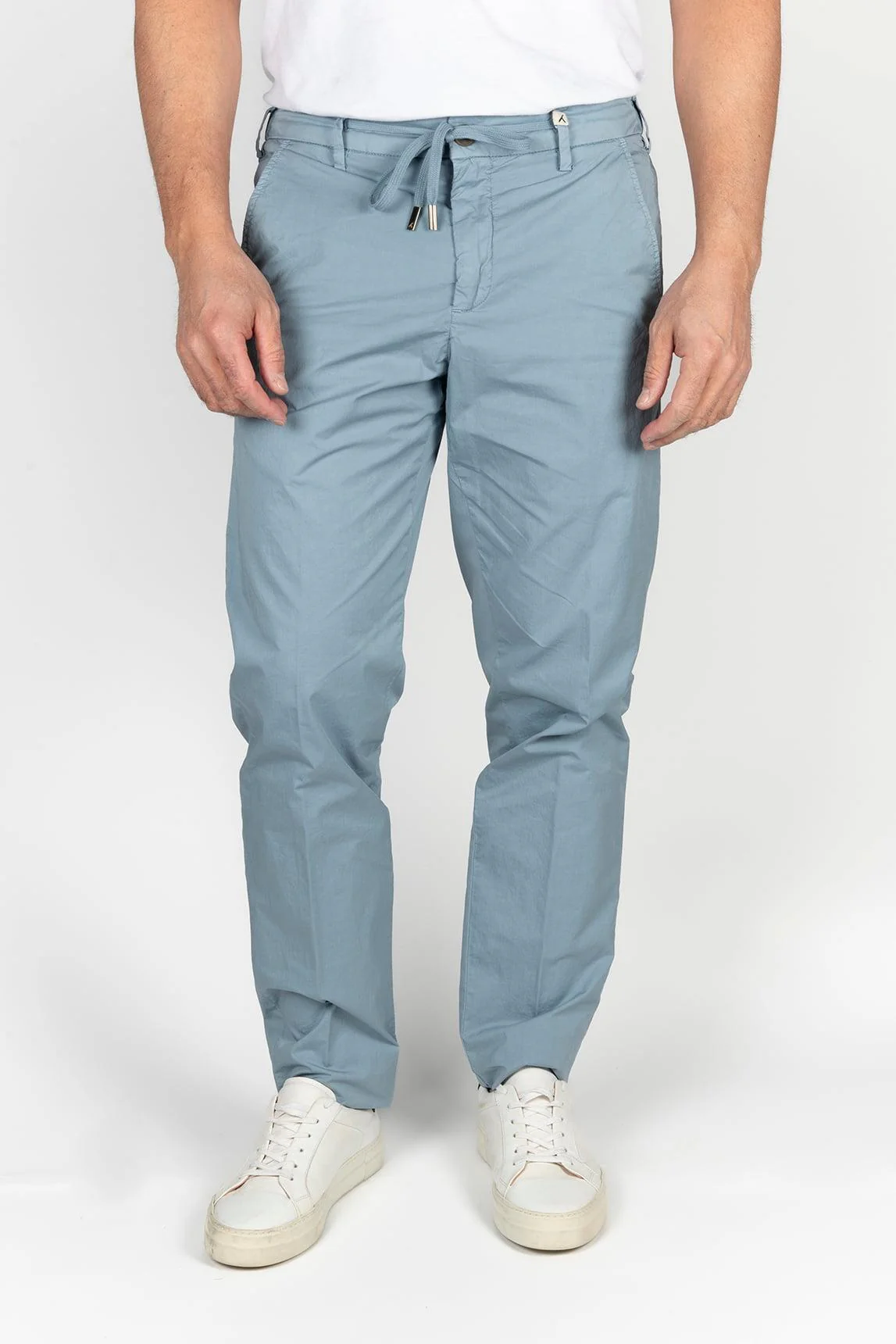 My Myths light blue trousers with drawstring and elasticated waist