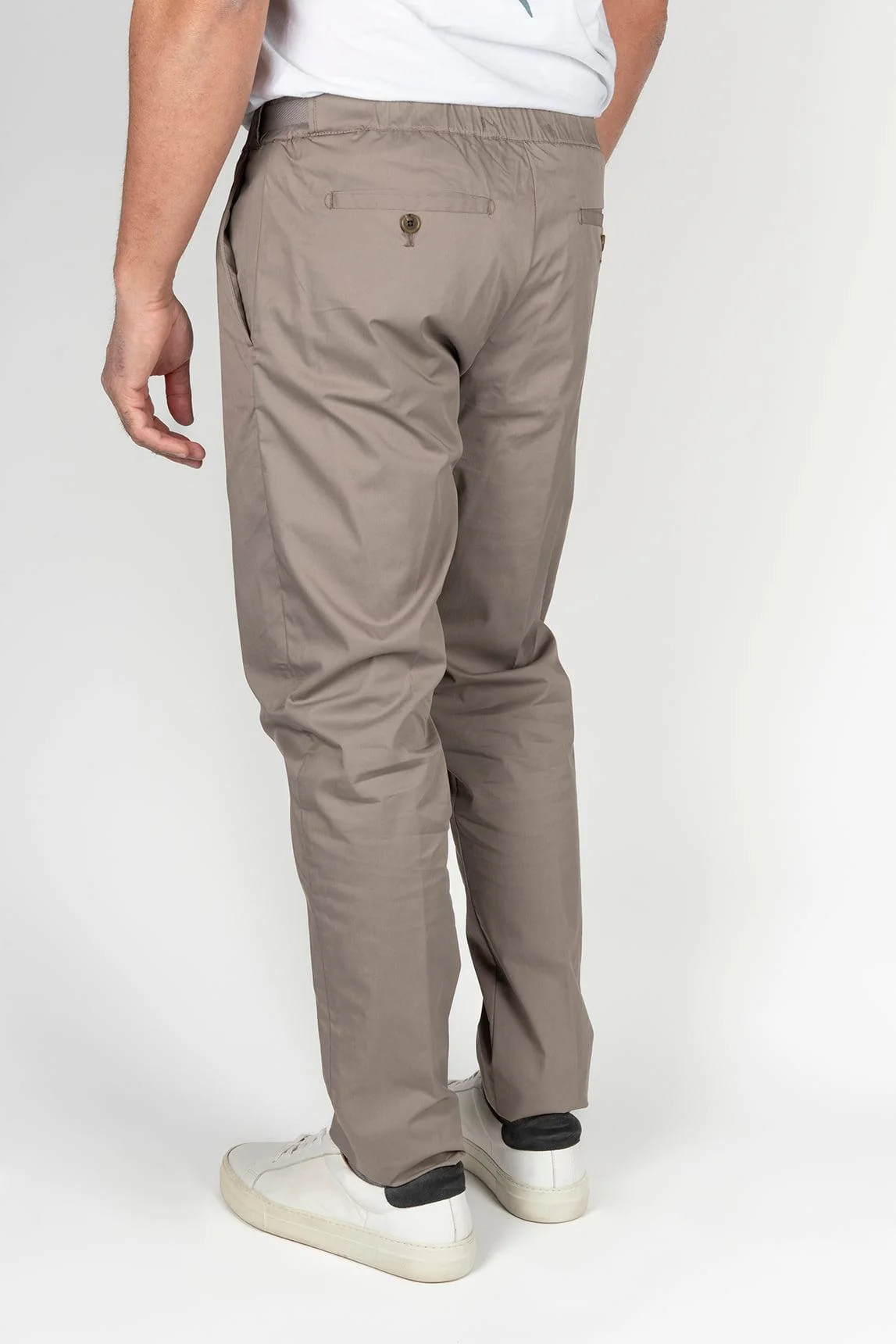 My Myths taupe trousers with drawstring and elasticated waistband - Image 2