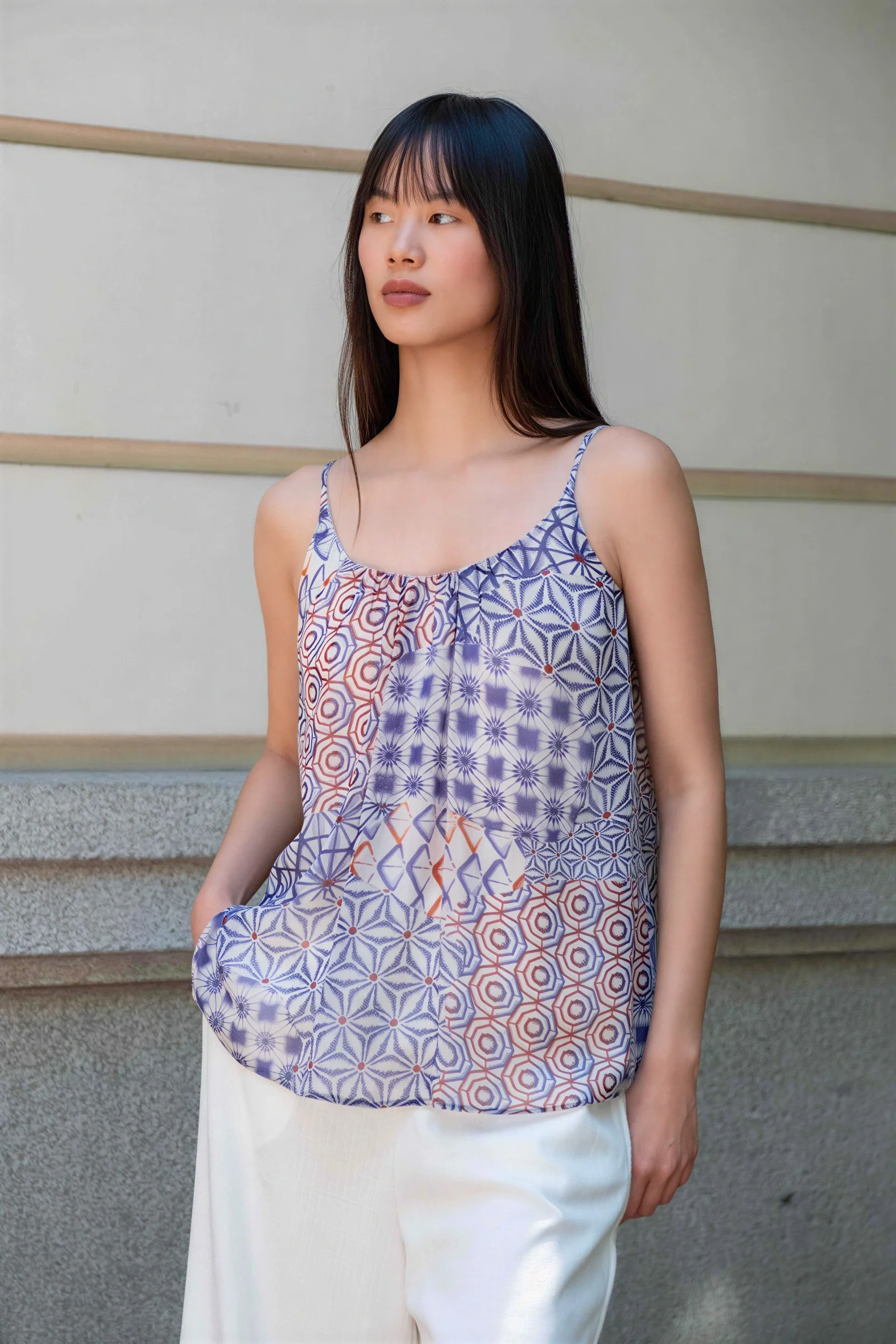 Selene abstract print top