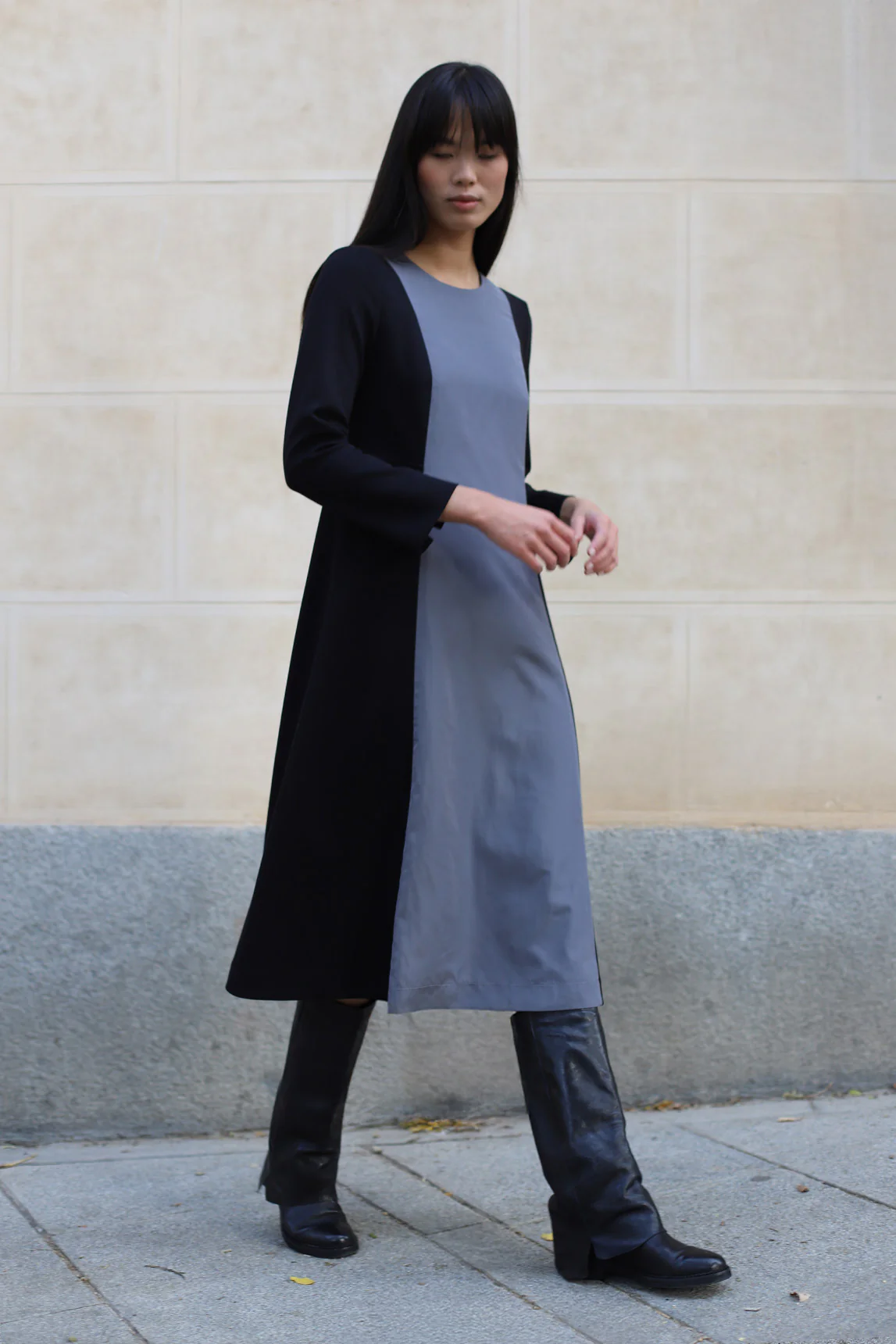 Lilo dress, two-tone black and grey